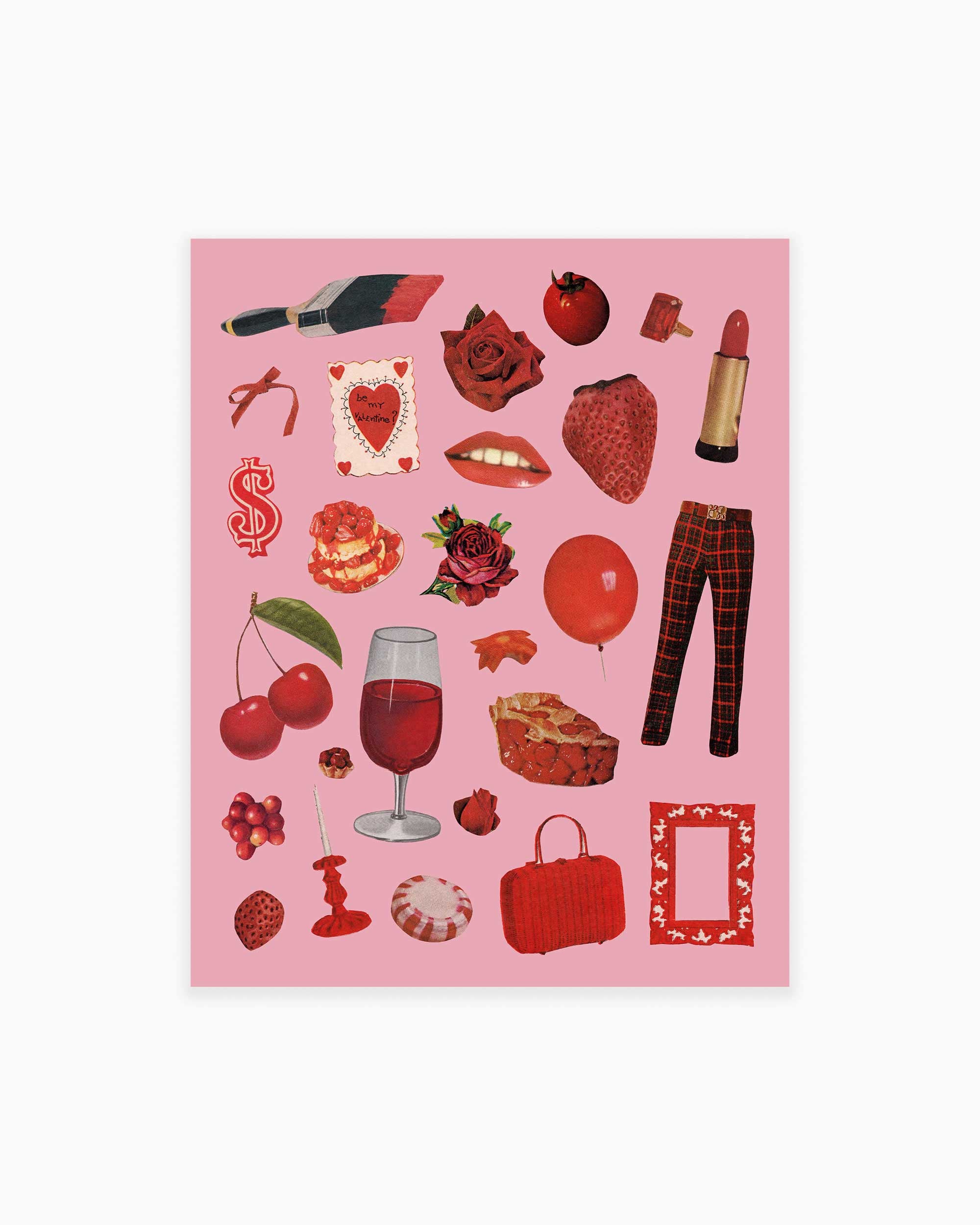 Red on Pink Art Print
